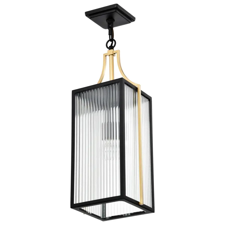 Holden Outdoor Hanging Pendant in Gold and Black - Image 1