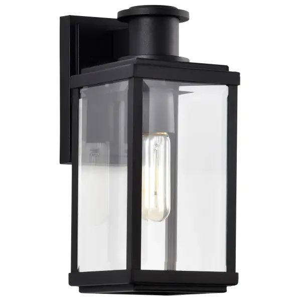 The Luca Small Outdoor Lantern brings sophisticated urban style to your exterior with clean lines and sand black finish. Clear beveled glass panels create sparkling light while the compact size is perfect for entryways and patios.