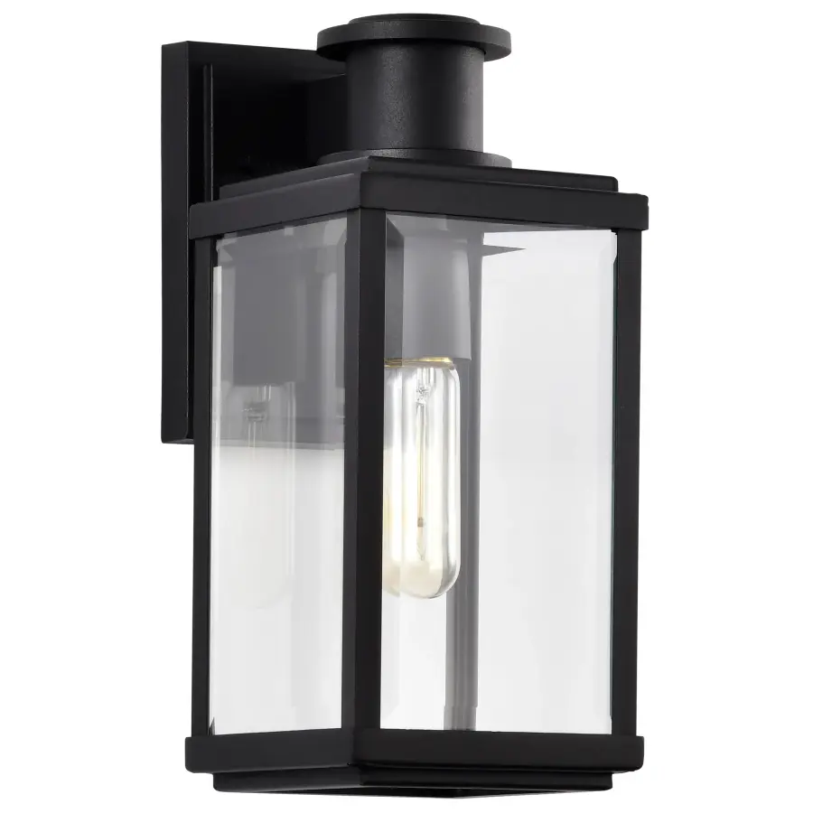 Luca Small Outdoor Wall Lantern in Sand Black - Image 1