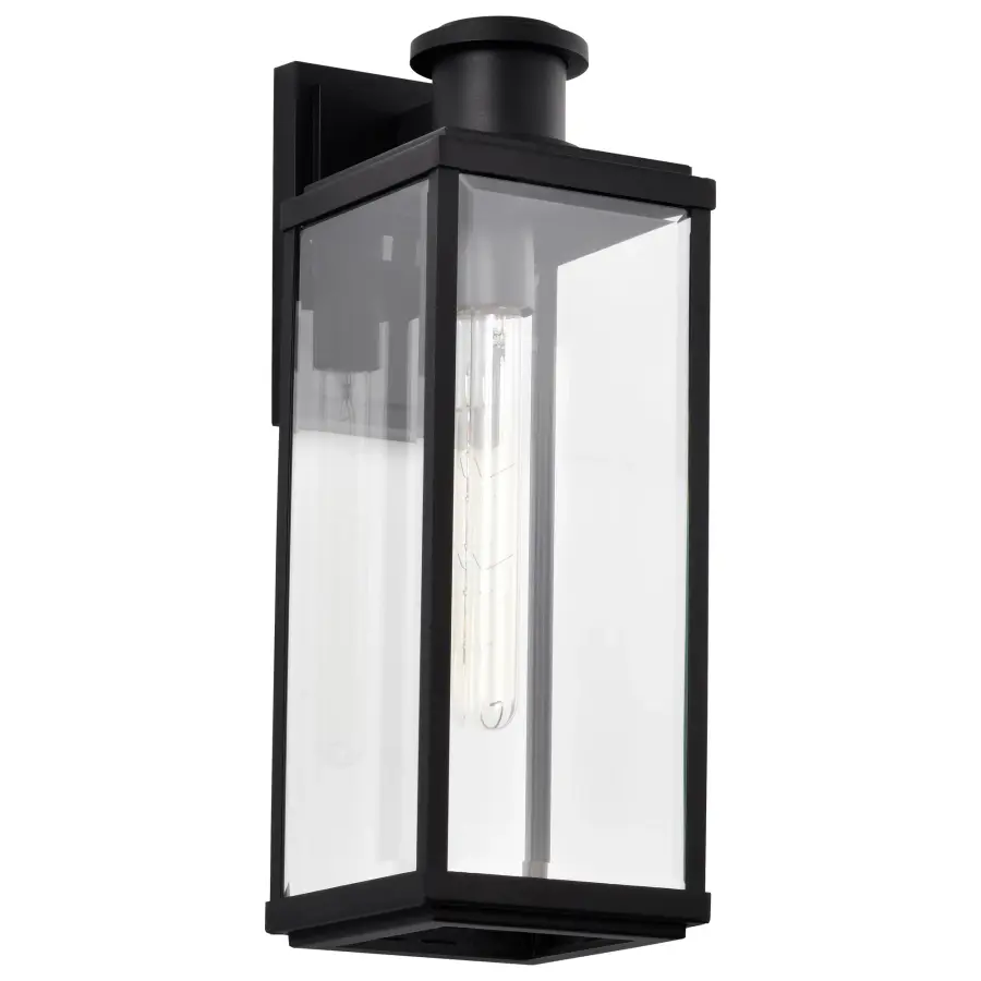 Luca Large Outdoor Wall Lantern in Sand Black - Image 1