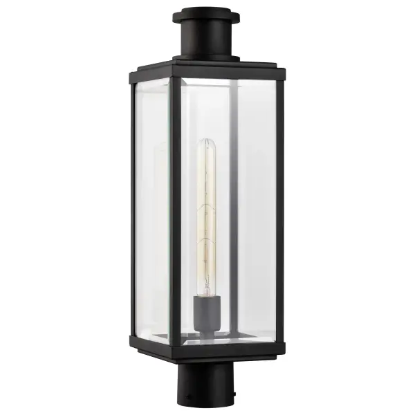 The Luca Post Lantern brings sophisticated urban townhouse style to your exterior with clean lines and sand black finish. Clear beveled glass panels create sparkling light while the transitional design bridges classic and contemporary aesthetics.