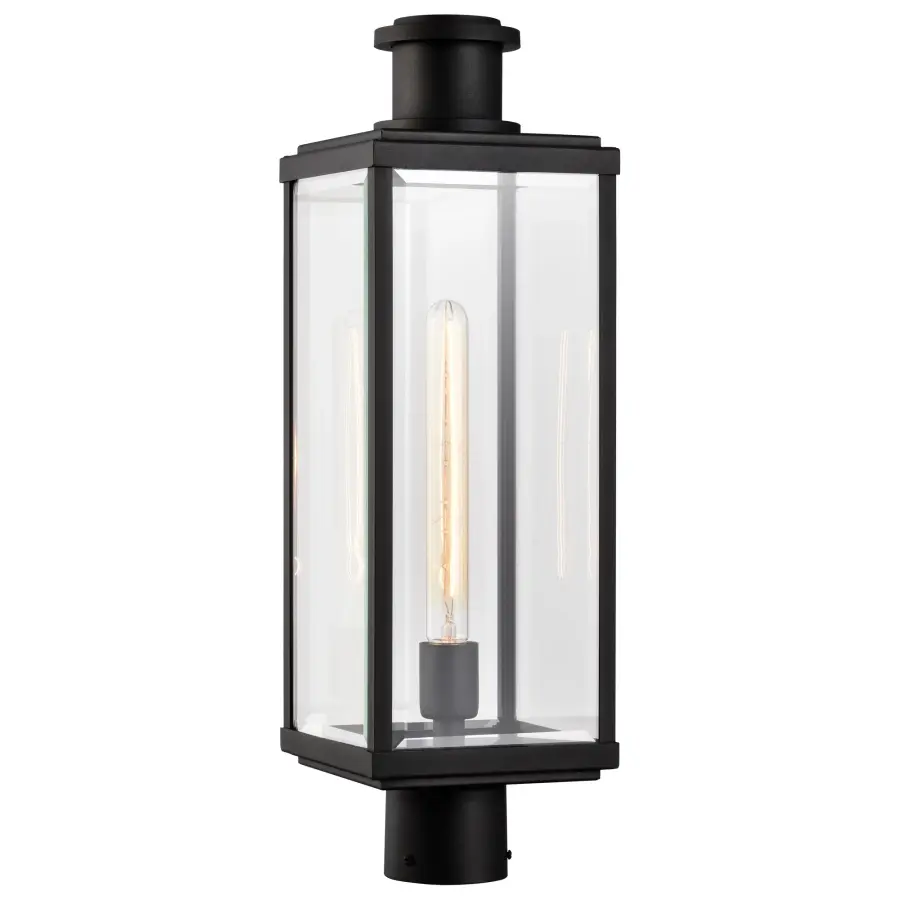 Luca Outdoor Post Lantern - Sand Black with Clear Beveled Glass - Image 2