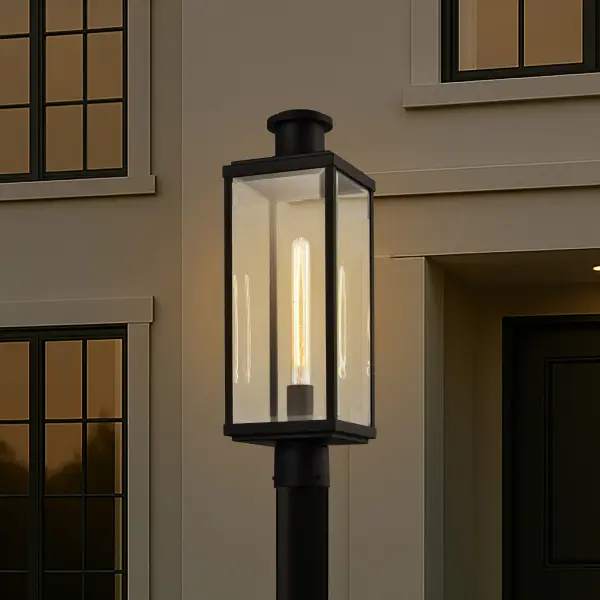 Luca Outdoor Post Lantern - Sand Black with Clear Beveled Glass - Image 19