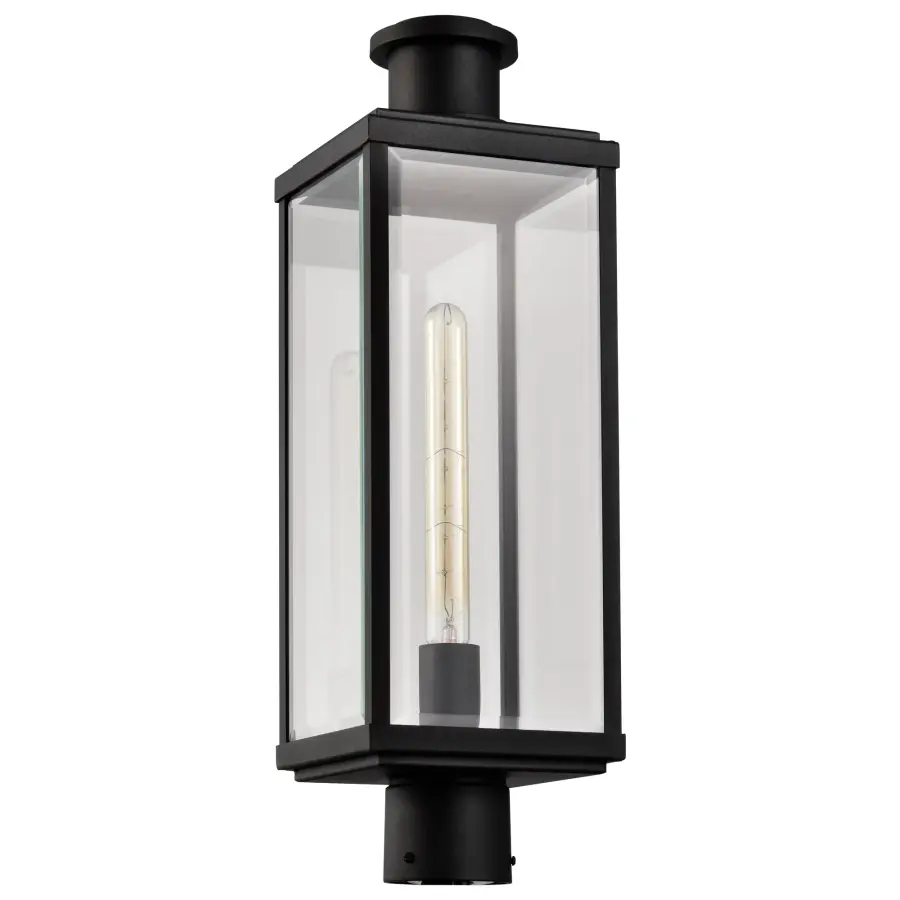 Luca Outdoor Post Lantern - Sand Black with Clear Beveled Glass - Image 3