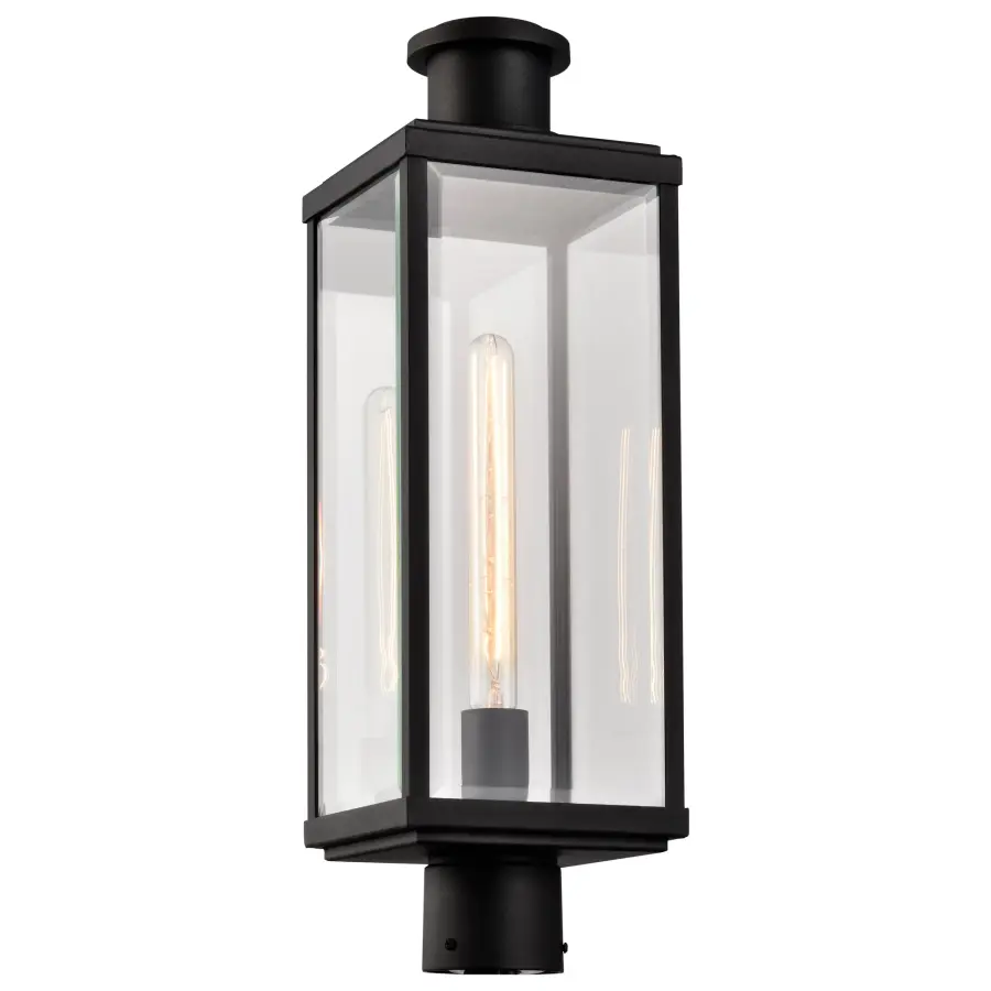 Luca Outdoor Post Lantern - Sand Black with Clear Beveled Glass - Image 4