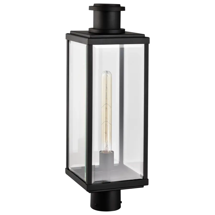 Luca Outdoor Post Lantern - Sand Black with Clear Beveled Glass - Image 5