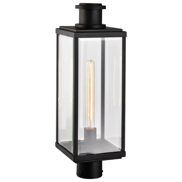 Luca Outdoor Post Lantern - Sand Black with Clear Beveled Glass - Image 6