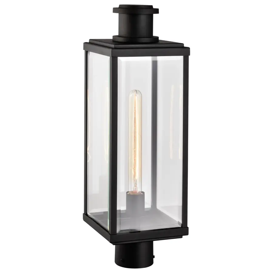 Luca Outdoor Post Lantern - Sand Black with Clear Beveled Glass - Image 6