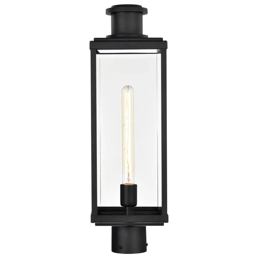 Luca Outdoor Post Lantern - Sand Black with Clear Beveled Glass - Image 8