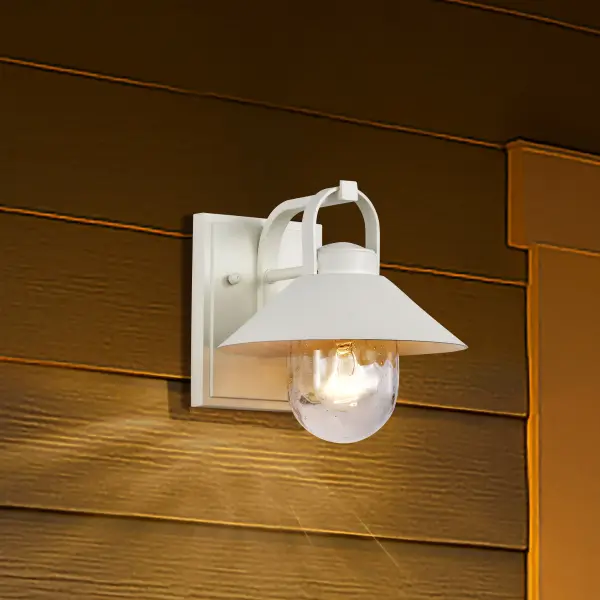 Ridge Small Outdoor Wall Lantern in White with Clear Seeded Glass - Image 20