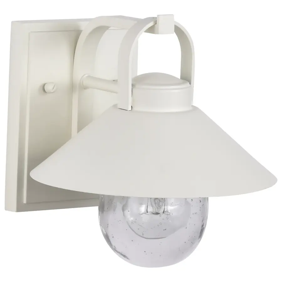 Ridge Small Outdoor Wall Lantern in White with Clear Seeded Glass - Image 3