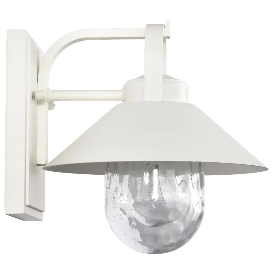 Ridge Small Outdoor Wall Lantern in White with Clear Seeded Glass - Image 9