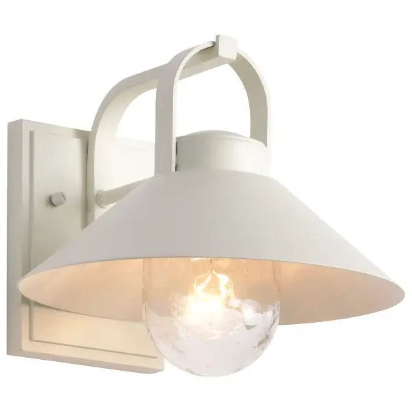 The Ridge Medium Outdoor Lantern combines timeless cottage aesthetics with practical outdoor lighting. Its white finish and clear seeded glass create a welcoming glow perfect for coastal retreats and traditional homes alike. - alternate view