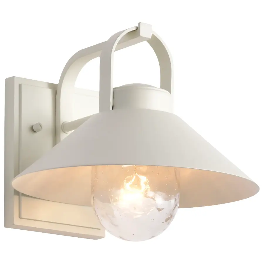 Ridge Medium Outdoor Wall Lantern in White with Clear Seeded Glass - Image 2