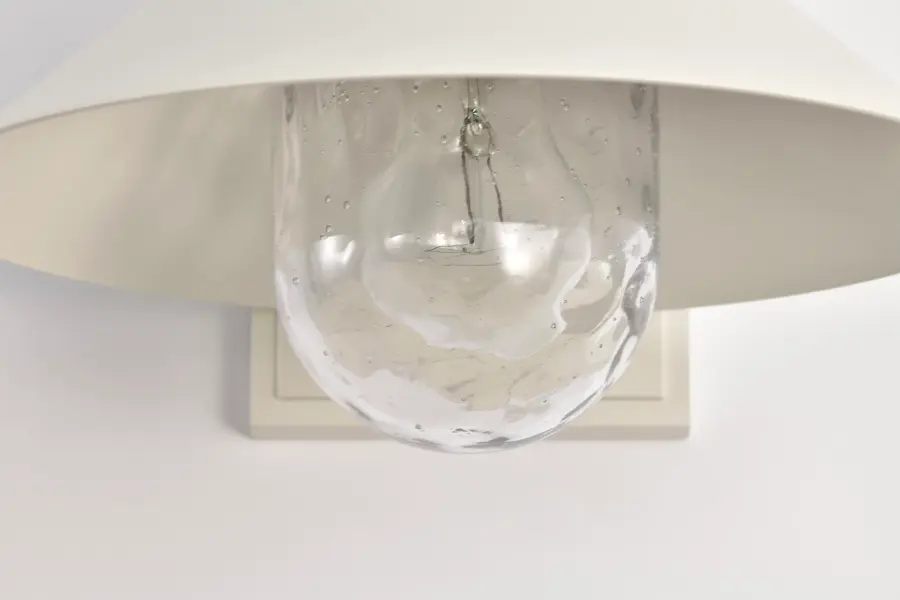 Ridge Medium Outdoor Wall Lantern in White with Clear Seeded Glass - Image 16