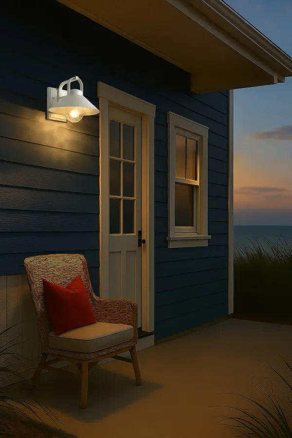 Ridge Medium Outdoor Wall Lantern in White with Clear Seeded Glass - Image 19