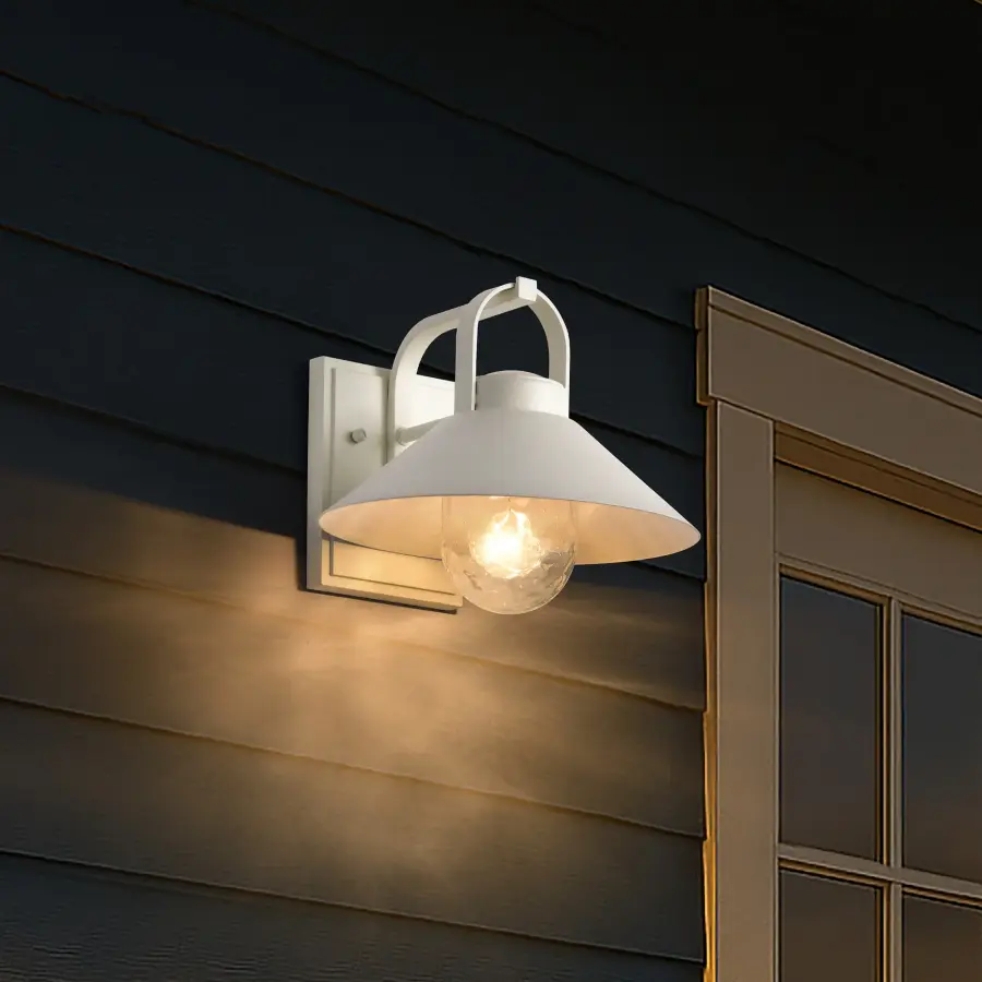 Ridge Medium Outdoor Wall Lantern in White with Clear Seeded Glass - Image 20