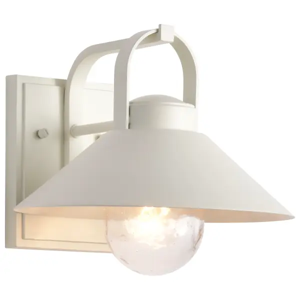 Ridge Medium Outdoor Wall Lantern in White with Clear Seeded Glass - Image 4