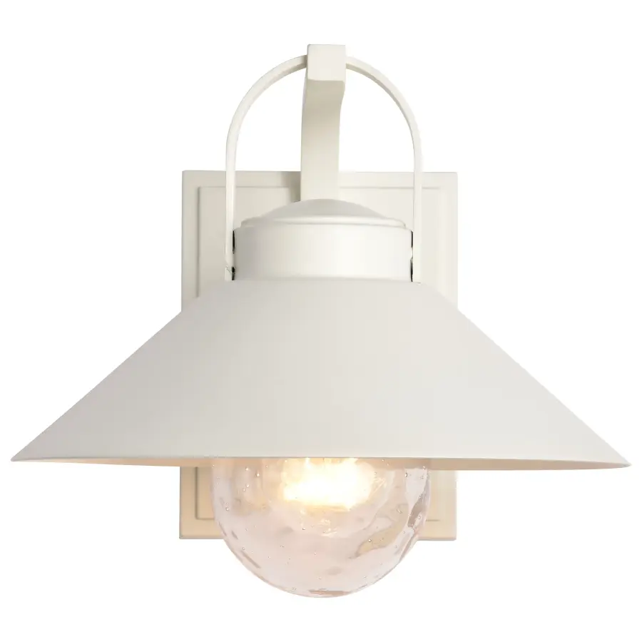 Ridge Medium Outdoor Wall Lantern in White with Clear Seeded Glass - Image 8