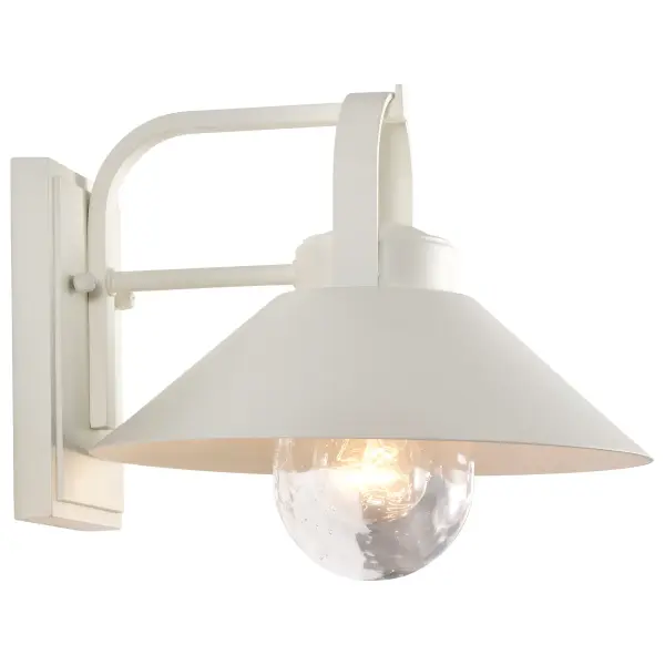 Ridge Medium Outdoor Wall Lantern in White with Clear Seeded Glass - Image 10