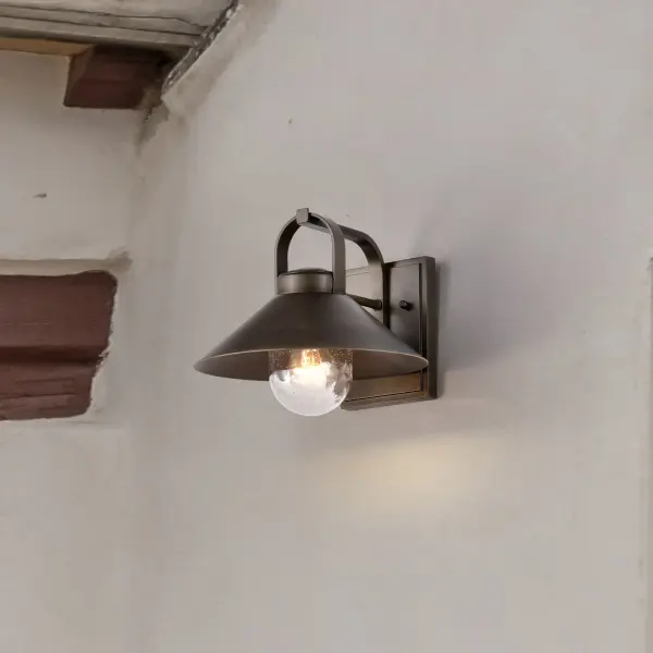 Ridge Medium Outdoor Wall Lantern in Bronze with Clear Seeded Glass - Image 20