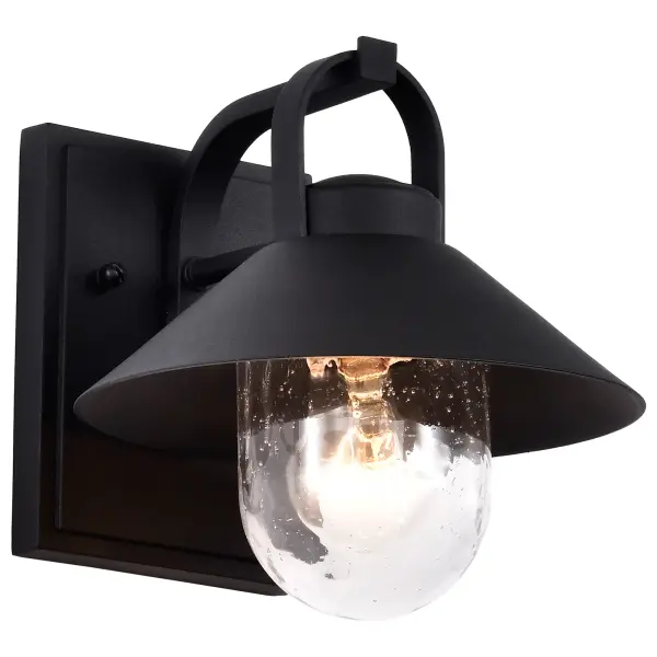 Ridge Small Outdoor Wall Lantern in Black with Clear Seeded Glass - Image 1