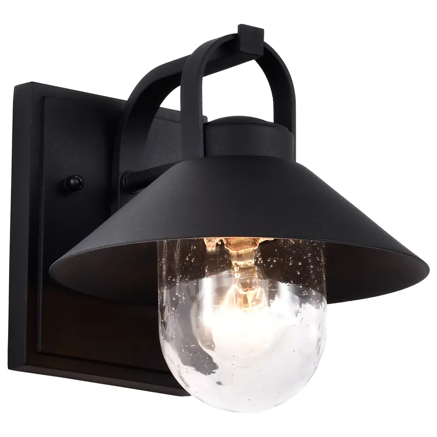 Ridge Small Outdoor Wall Lantern in Black with Clear Seeded Glass - Image 1