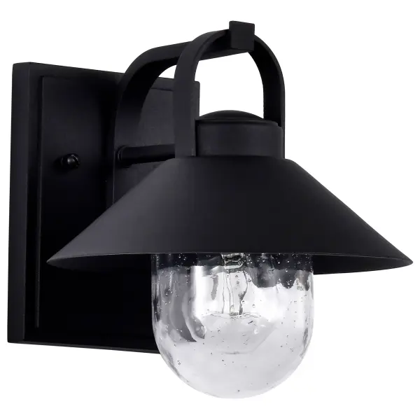 Ridge Small Outdoor Wall Lantern in Black with Clear Seeded Glass - Image 2