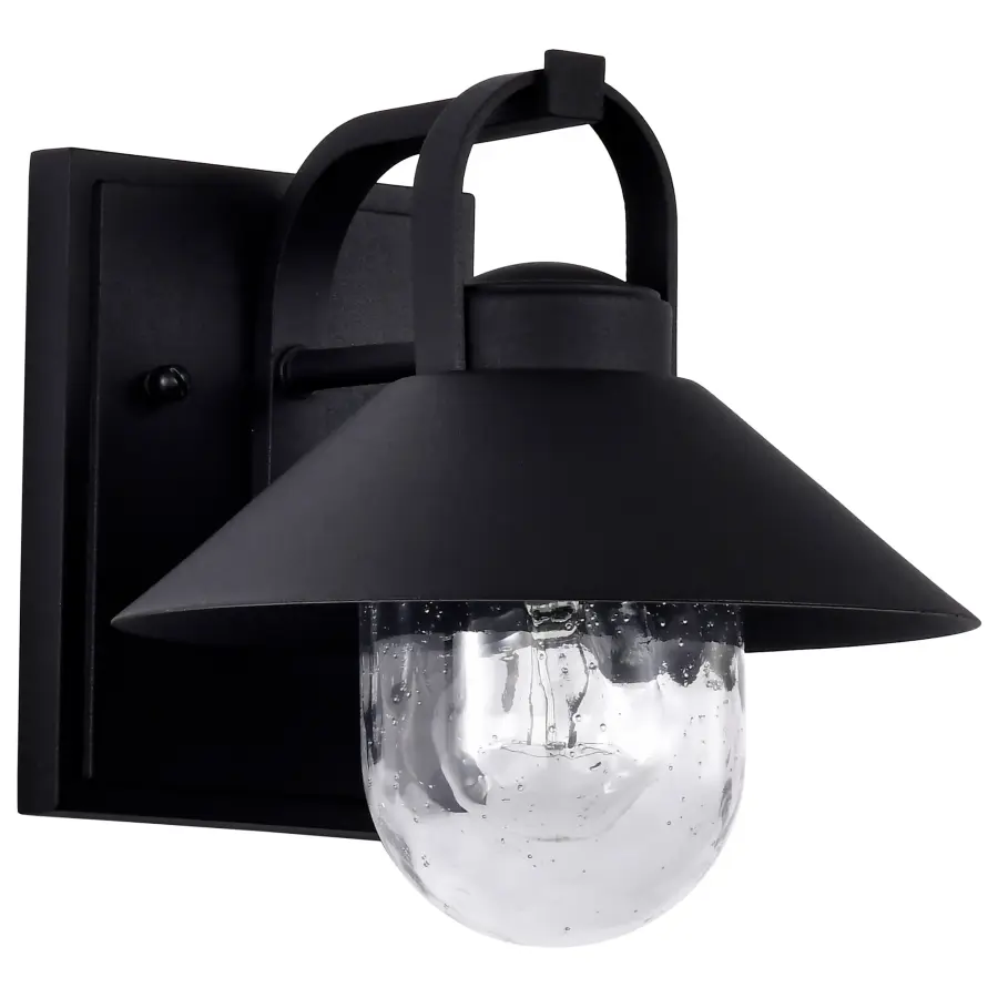 Ridge Small Outdoor Wall Lantern in Black with Clear Seeded Glass - Image 2