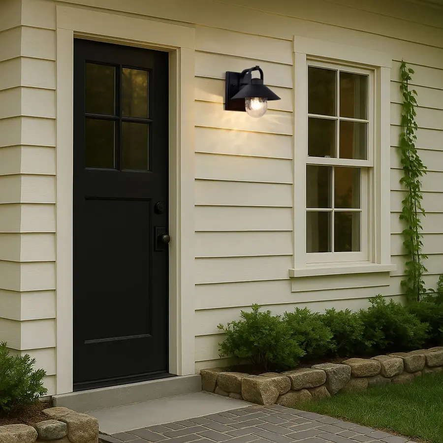 Ridge Small Outdoor Wall Lantern in Black with Clear Seeded Glass - Image 19