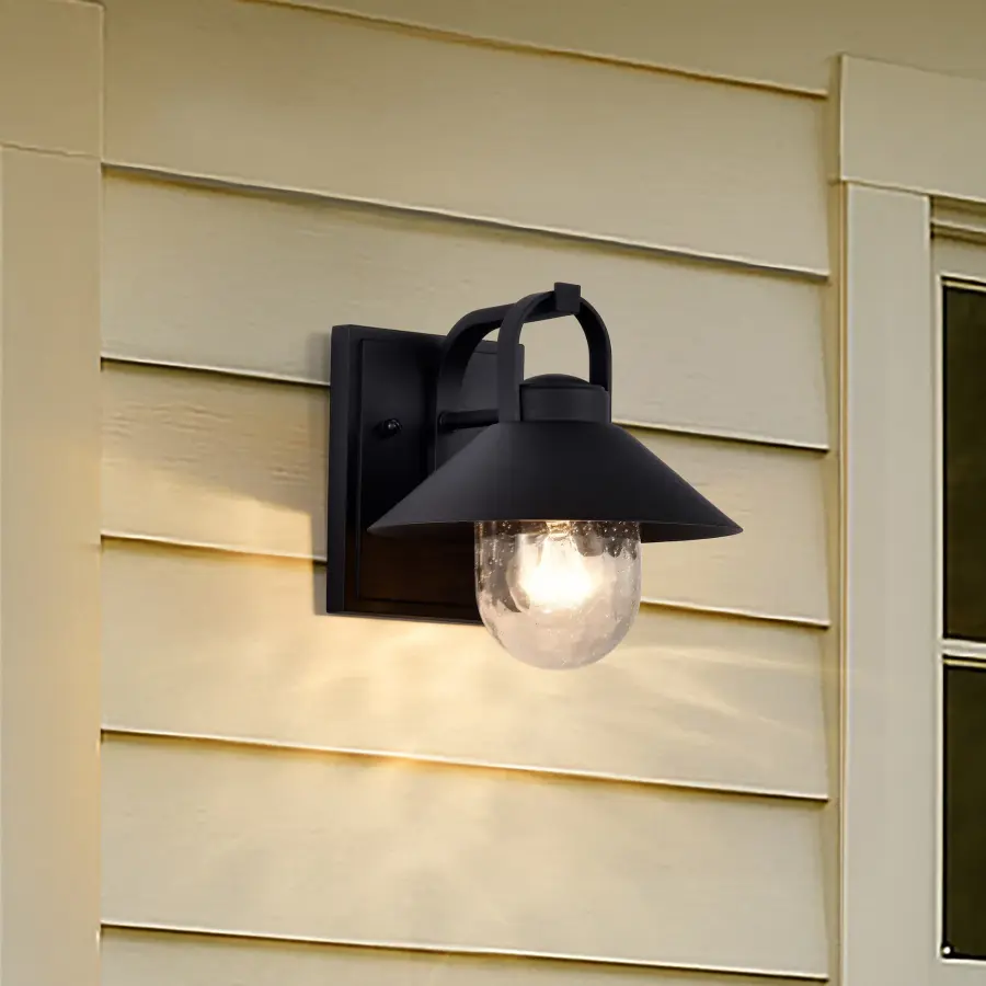 Ridge Small Outdoor Wall Lantern in Black with Clear Seeded Glass - Image 20