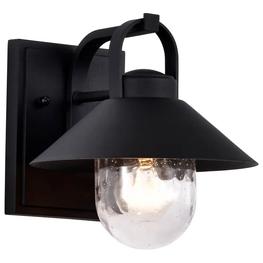 Ridge Small Outdoor Wall Lantern in Black with Clear Seeded Glass - Image 3