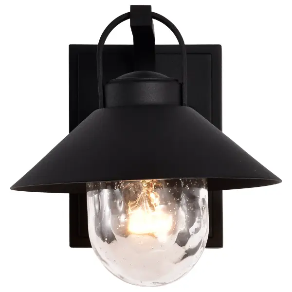 Ridge Small Outdoor Wall Lantern in Black with Clear Seeded Glass - Image 7