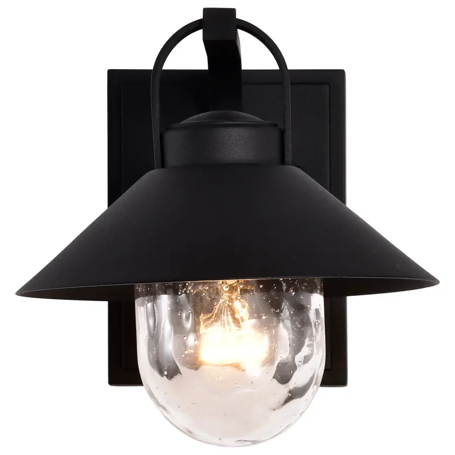 Ridge Small Outdoor Wall Lantern in Black with Clear Seeded Glass - Image 7