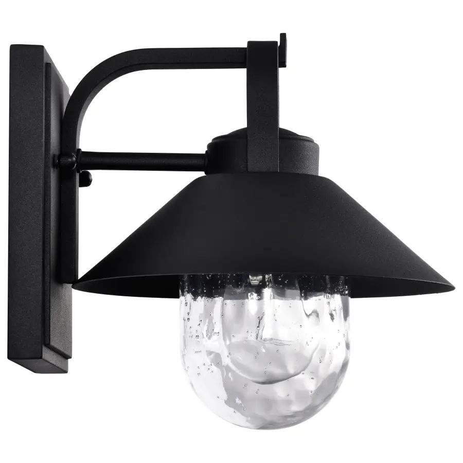 Ridge Small Outdoor Wall Lantern in Black with Clear Seeded Glass - Image 8