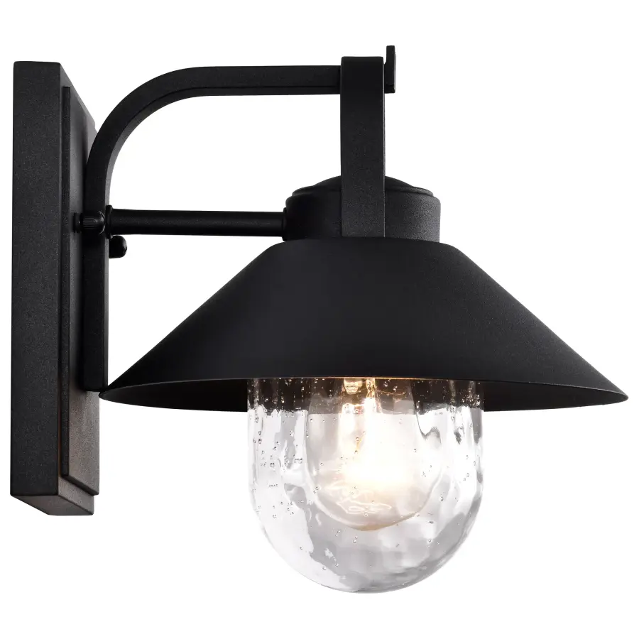 Ridge Small Outdoor Wall Lantern in Black with Clear Seeded Glass - Image 9