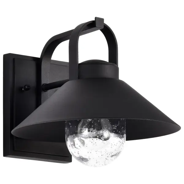 Ridge Medium Outdoor Wall Lantern in Black with Clear Seeded Glass - Image 1