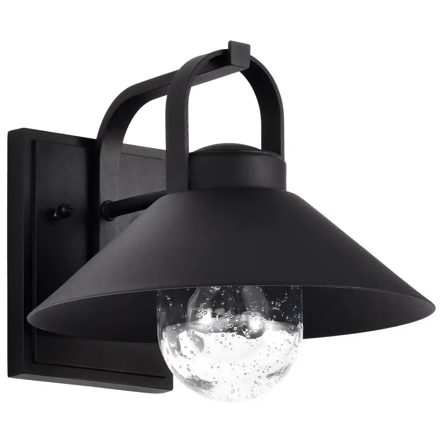 Ridge Medium Outdoor Wall Lantern in Black with Clear Seeded Glass - Image 1