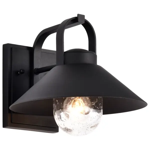 Ridge Medium Outdoor Wall Lantern in Black with Clear Seeded Glass - Image 2