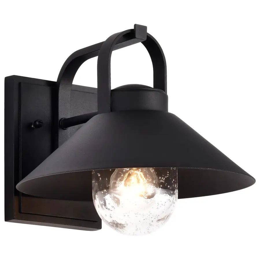 Ridge Medium Outdoor Wall Lantern in Black with Clear Seeded Glass - Image 2