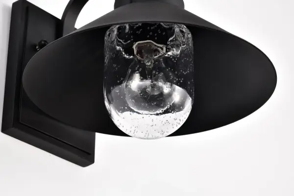Ridge Medium Outdoor Wall Lantern in Black with Clear Seeded Glass - Image 14
