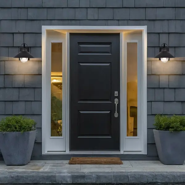 Ridge Medium Outdoor Wall Lantern in Black with Clear Seeded Glass - Image 19