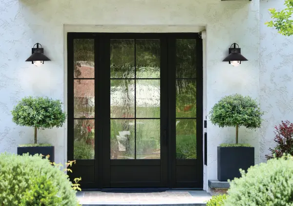 Ridge Medium Outdoor Wall Lantern in Black with Clear Seeded Glass - Image 21