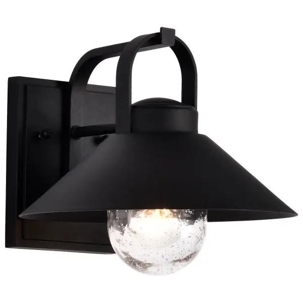 Ridge Medium Outdoor Wall Lantern in Black with Clear Seeded Glass - Image 4