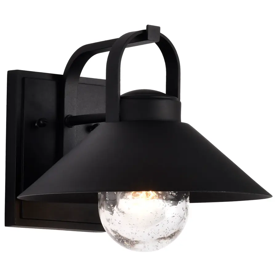 Ridge Medium Outdoor Wall Lantern in Black with Clear Seeded Glass - Image 4