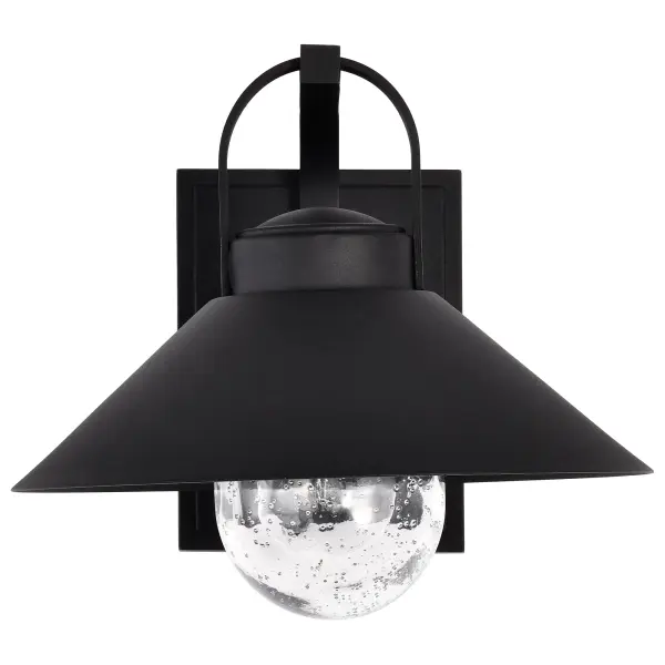 Ridge Medium Outdoor Wall Lantern in Black with Clear Seeded Glass - Image 7