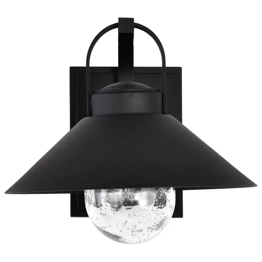Ridge Medium Outdoor Wall Lantern in Black with Clear Seeded Glass - Image 7