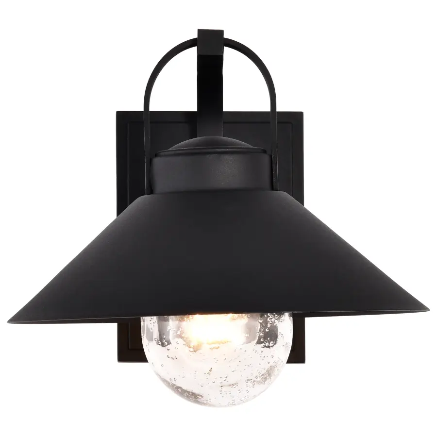 Ridge Medium Outdoor Wall Lantern in Black with Clear Seeded Glass - Image 8
