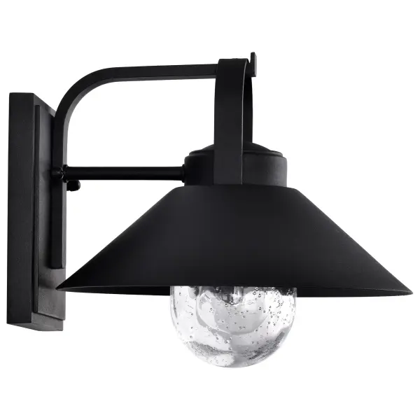 Ridge Medium Outdoor Wall Lantern in Black with Clear Seeded Glass - Image 9