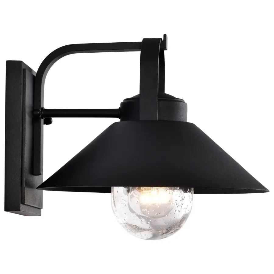 Ridge Medium Outdoor Wall Lantern in Black with Clear Seeded Glass - Image 10